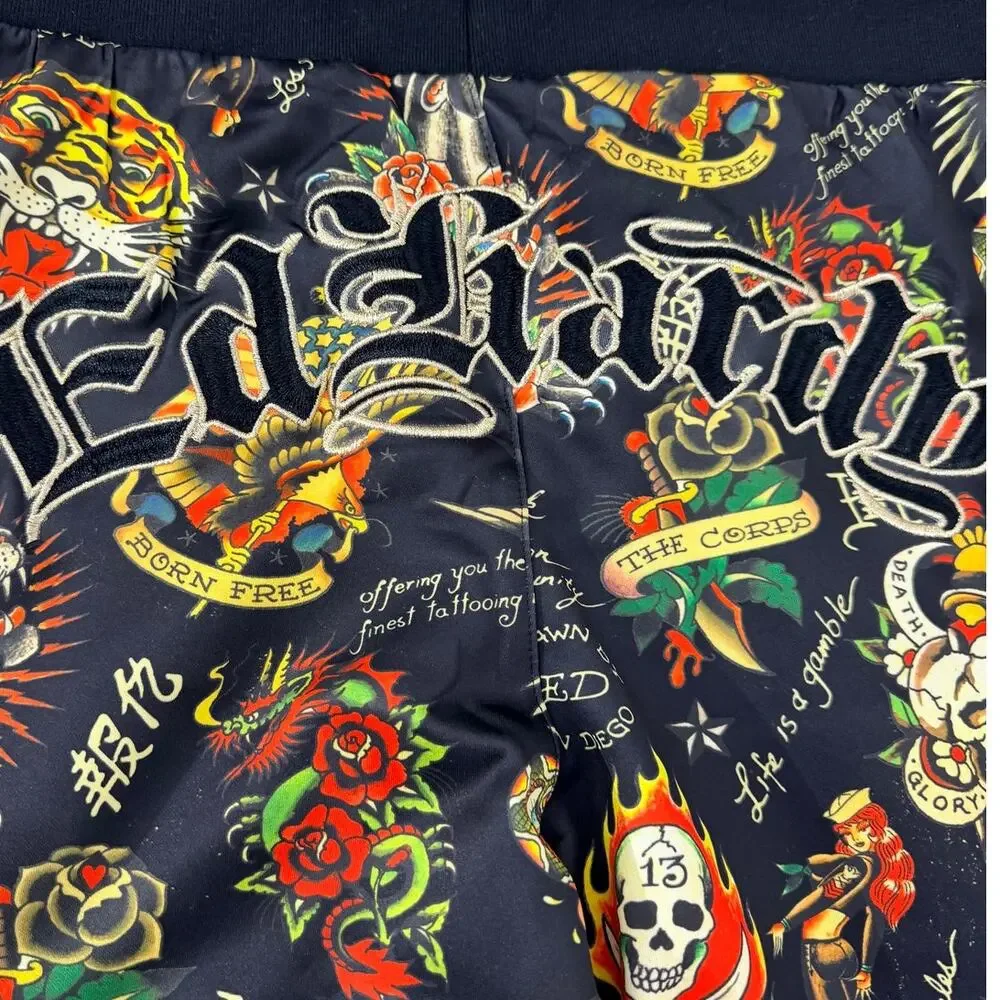 Ed Hardy Tattoo Print Jogger Pants Unisex Large NWT Black Streetwear Lounge - Picture 2 of 12